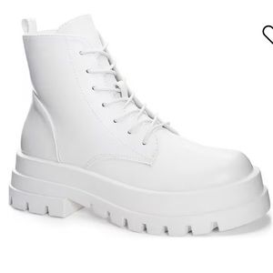 Nasty Gal White Chunky Boots